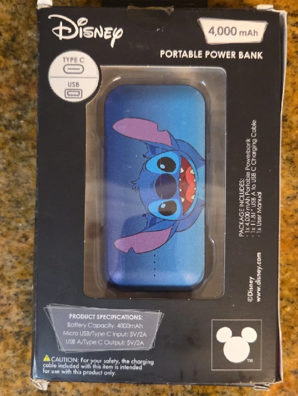 Disney Blue Stitch Portable Power Bank Charger